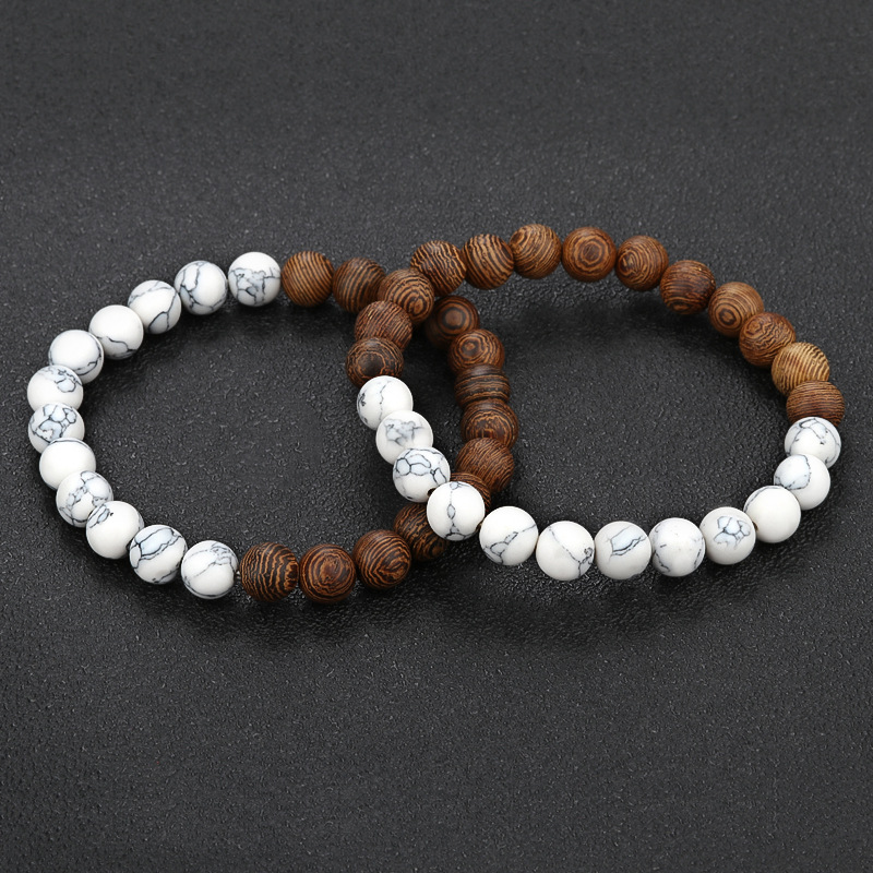 New Product Natural Wood Bead Bracelet For Men Black And White