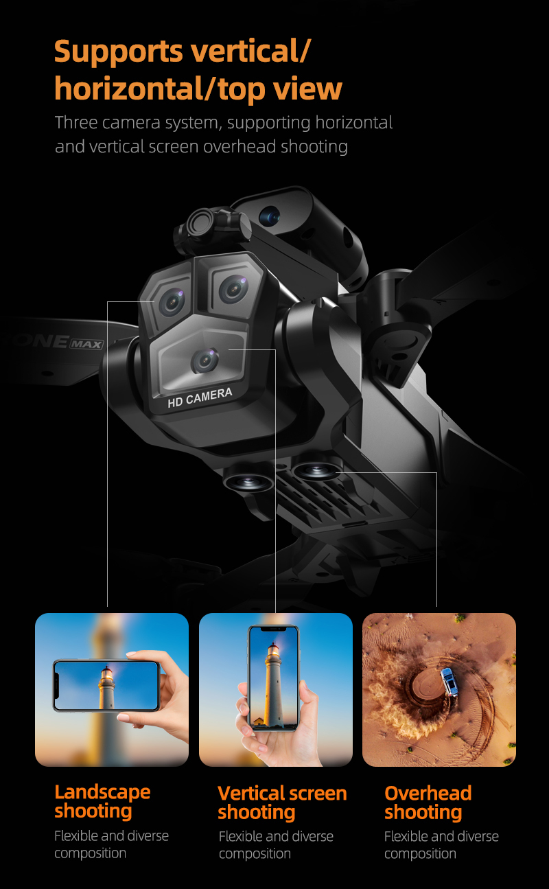 C10 Black - Triple Camera - Dual Electric Drone-BLACK detail