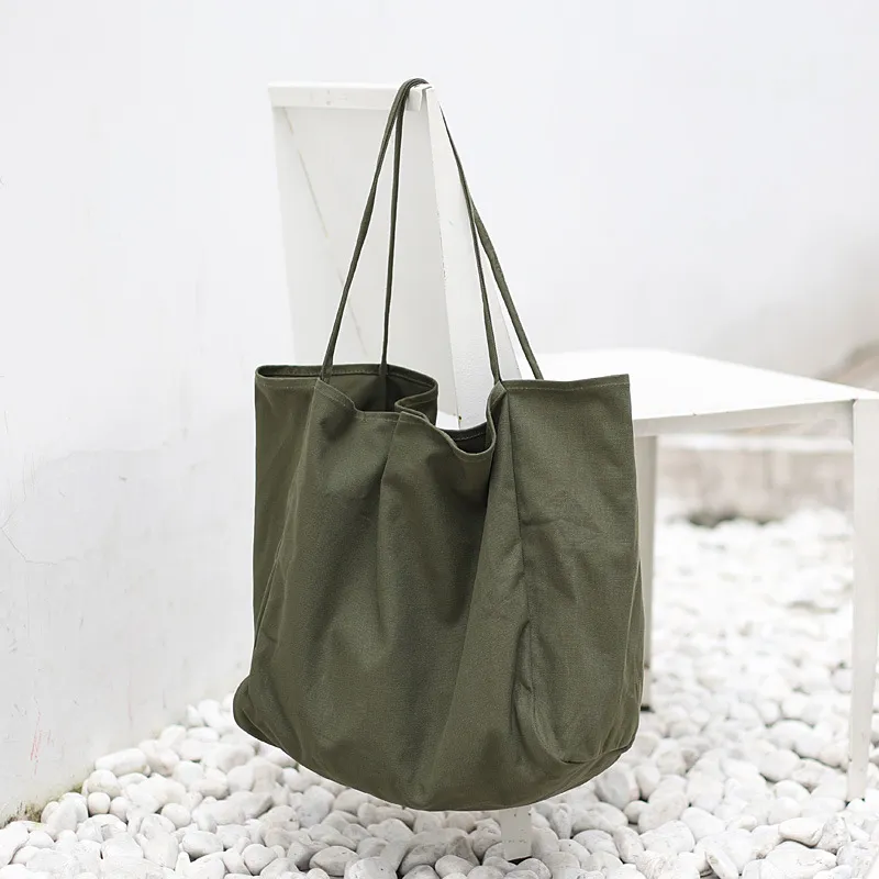 Women Handbags High Capacity Shoulder Bags For Shopping Canvas Totes - Green