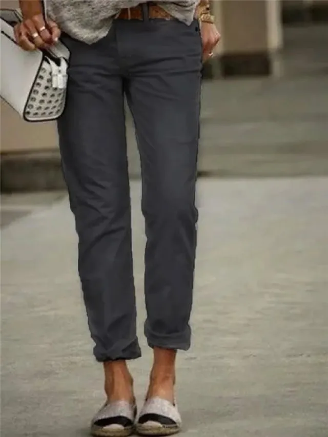Casual Style Commuter Solid Color Jeans Black - Shop at LoveMi