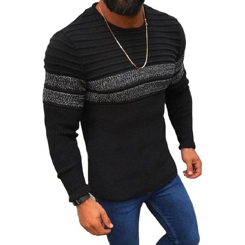 Title 9, Colorblock striped casual round neck knitted sw...