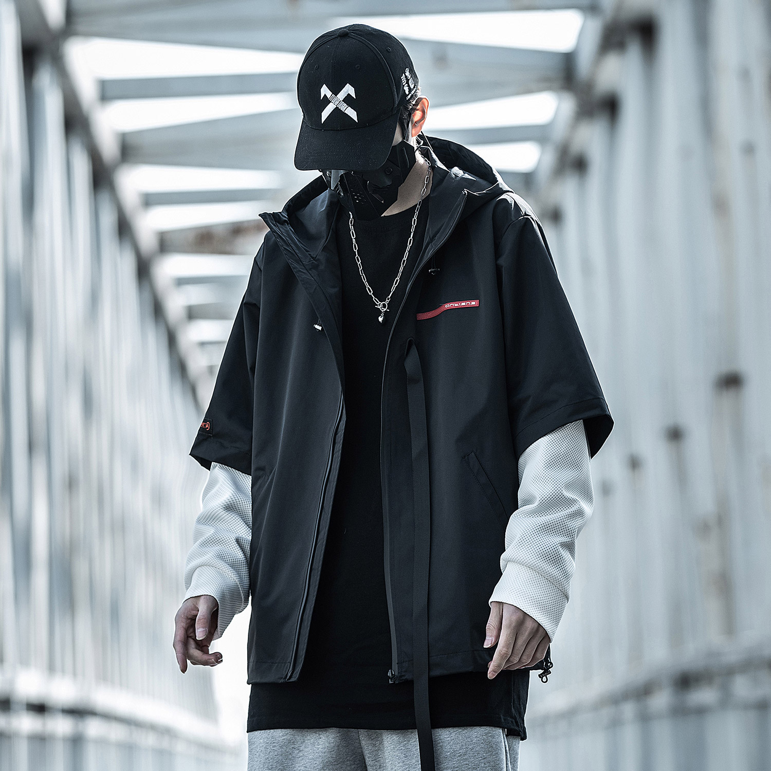 Fake Two-piece Hooded Jacket Men's Loose Trend Jacket Tide