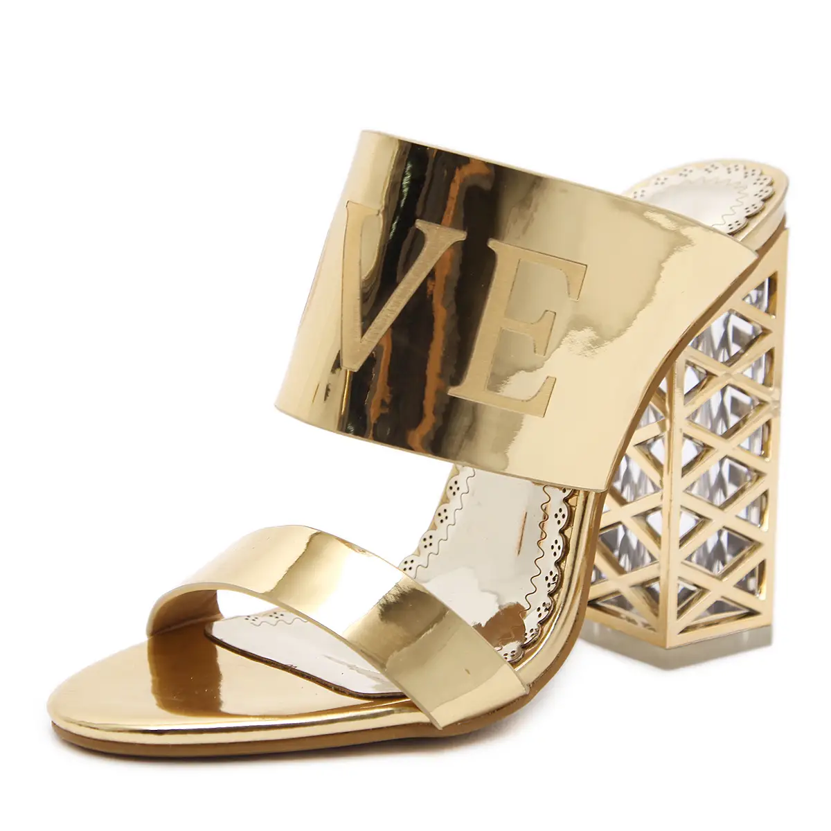 Fashion Hollow Female Slippers With Thick High-heeled Outer Wear