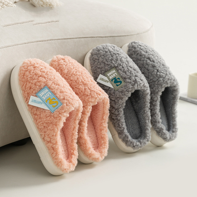 Autumn Winter Couple Home Warm Non-slip Cotton Slippers