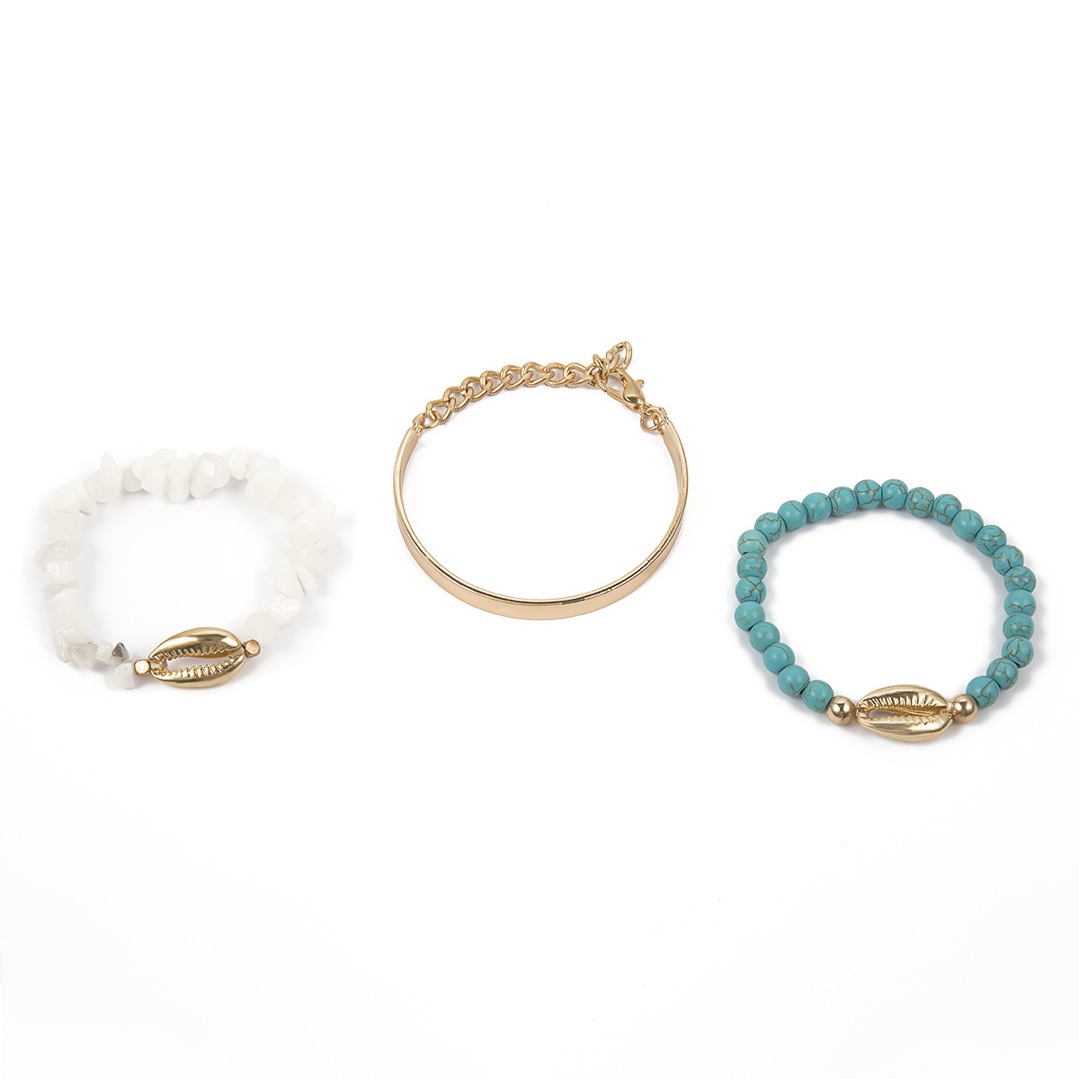 Creative Rough Stone Shell Metal C-shaped Bracelet