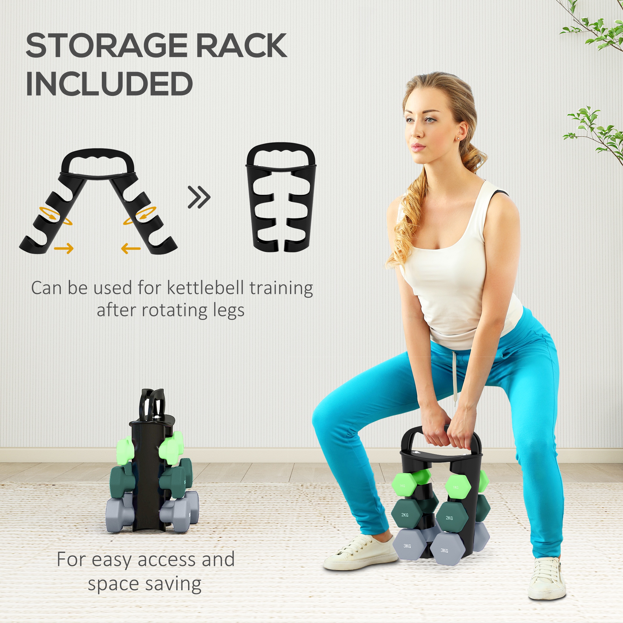 Dumbbell Set With Storage Rack 2 X 1kg, 2 X 2kg, 2 X 3kg — image 8