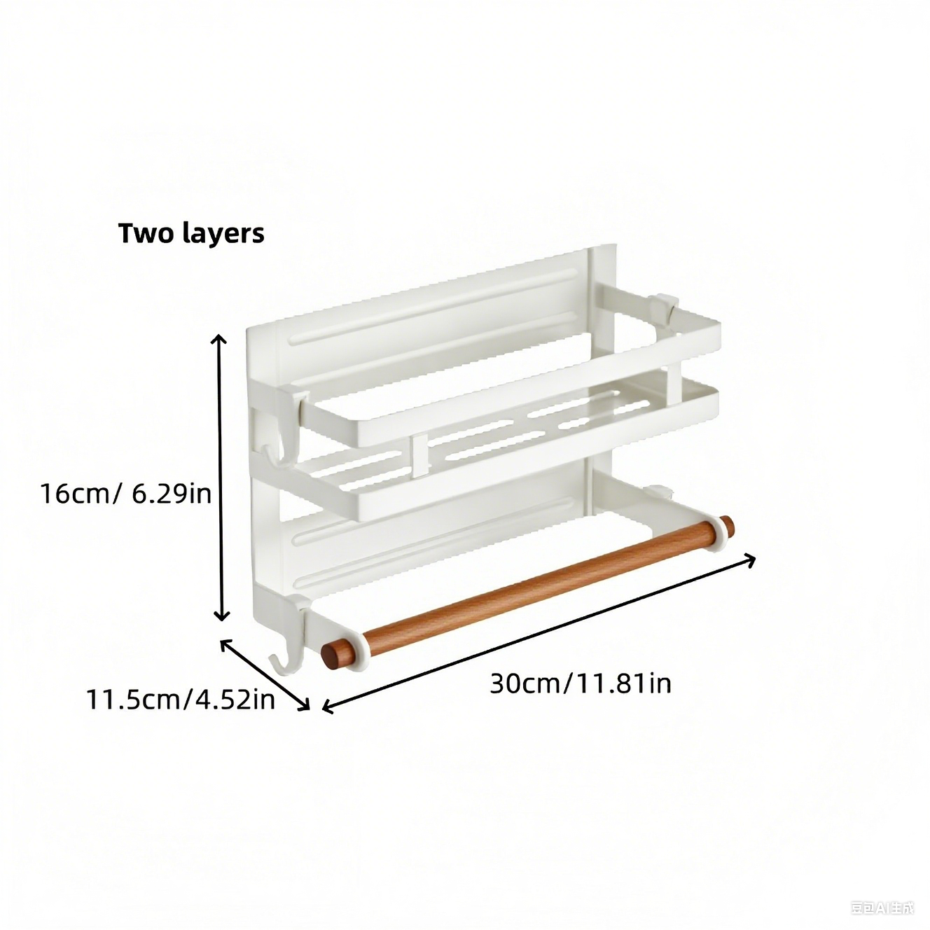 Magnetic Spice Rack For Refrigerator  Heavy-Duty Metal Wall-Mounted Organizer With 4 Hooks  Removable Paper Towel Holder