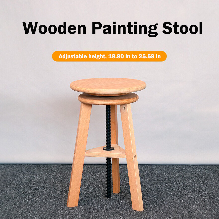 Adjustable Wooden Painting Stool Height Artist Drafting Bar Kitchen — image 9
