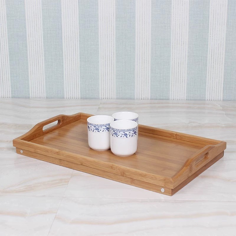 Bamboo Wooden Bed Tray Table With Folding Legs Portable Breakfast Serving — image 7