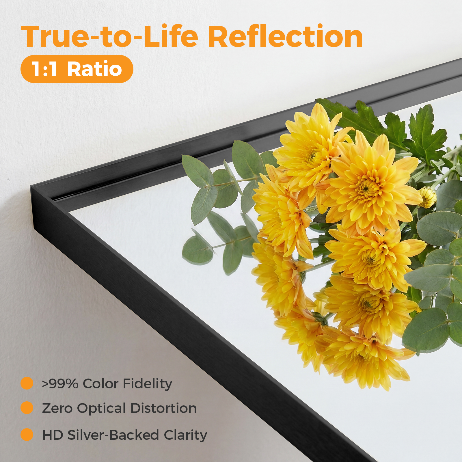 Bathroom Mirror, With Brushed Aluminum Frame, Rectangular Design, Square Corners At All Four Sides, Suitable For Wall Decoration In Home. image 14