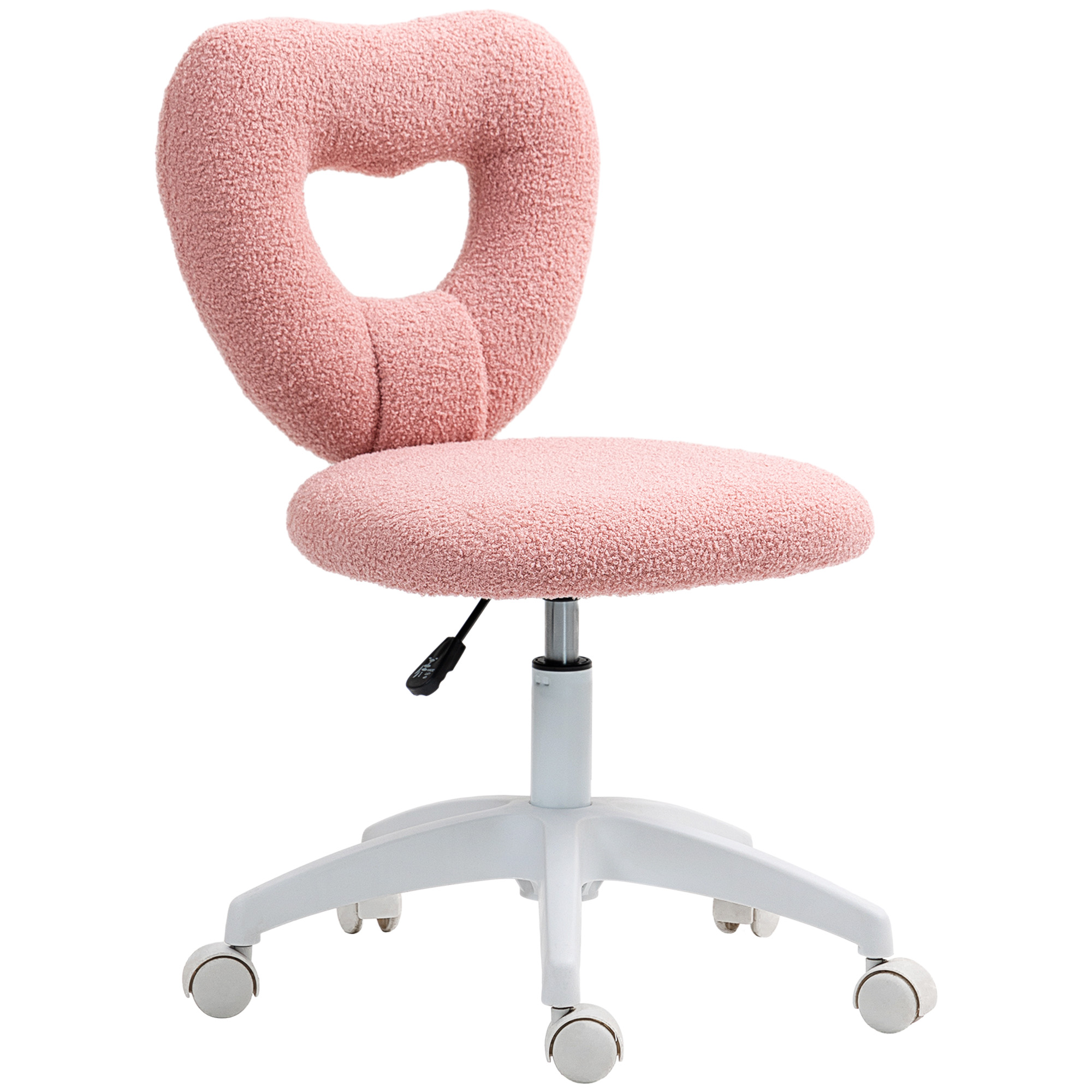 Armless Heart-shaped Computer Desk And Chair, Teddy Velvet Rotating Office — image 4