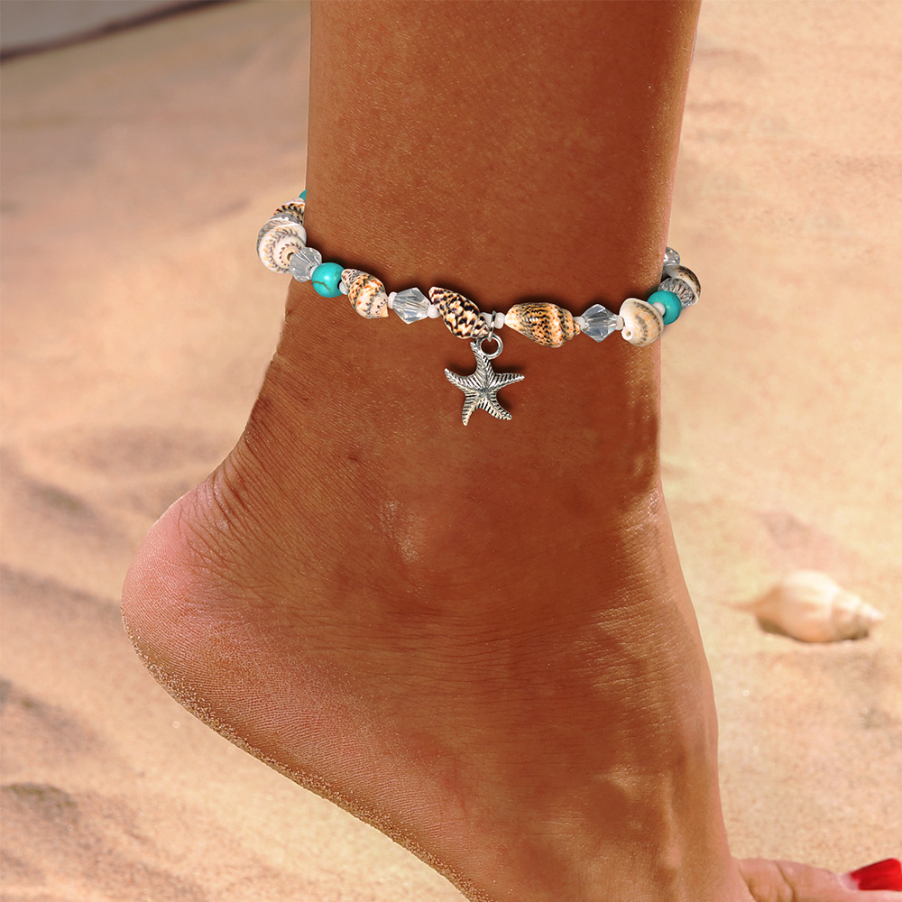 Title 3, Tobillera vintage con perlas y estrellas de mar...