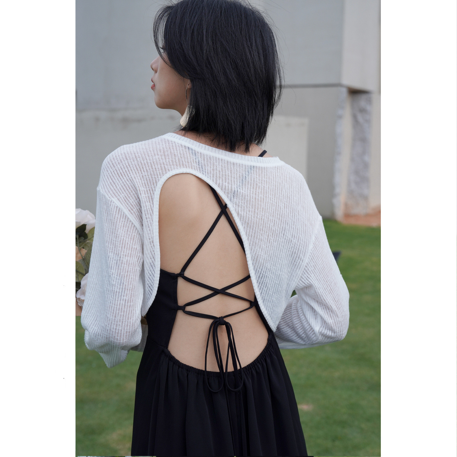 Designed Hot Girl Top Shoulder Long Sleeve T-shirt Female Summer Tide