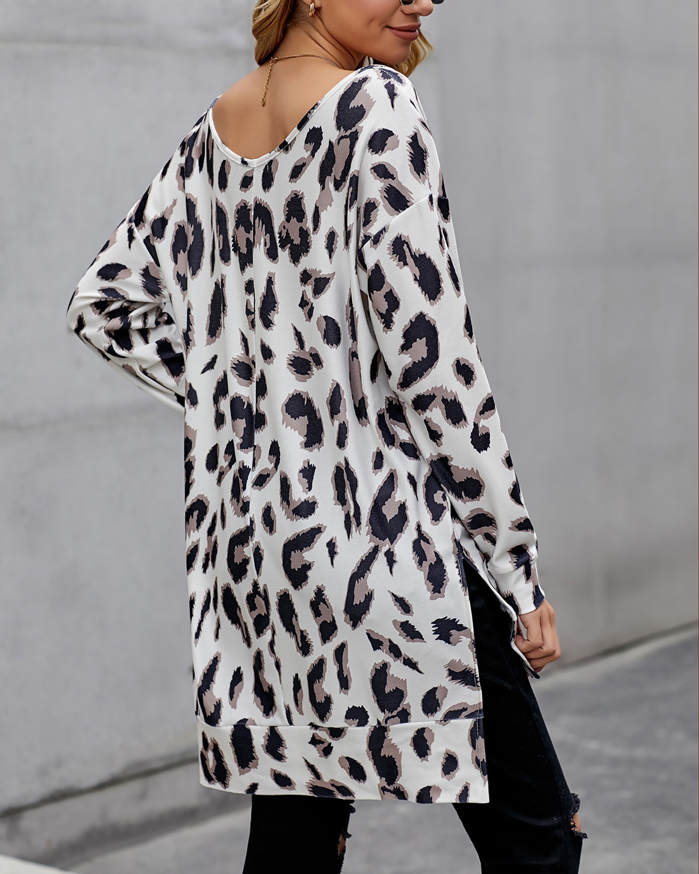 Title 5, New Leopard Print Knitted Sweater Dress, stylis...