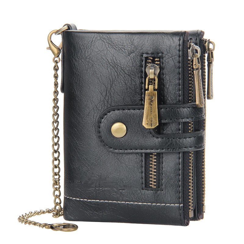 Double Zipper Short Wallet