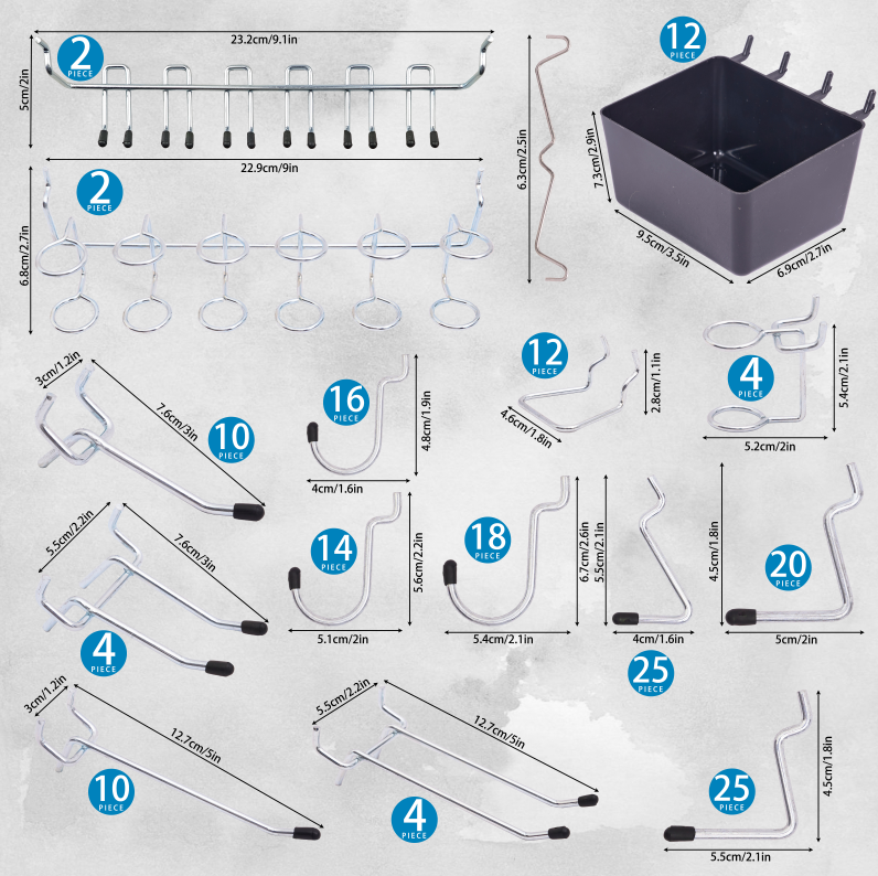 278-Piece Pegboard Organizer Kit, Wall-Mounted Tool Storage Kit, Ideal For Workshops, Garages, Warehouses, And More