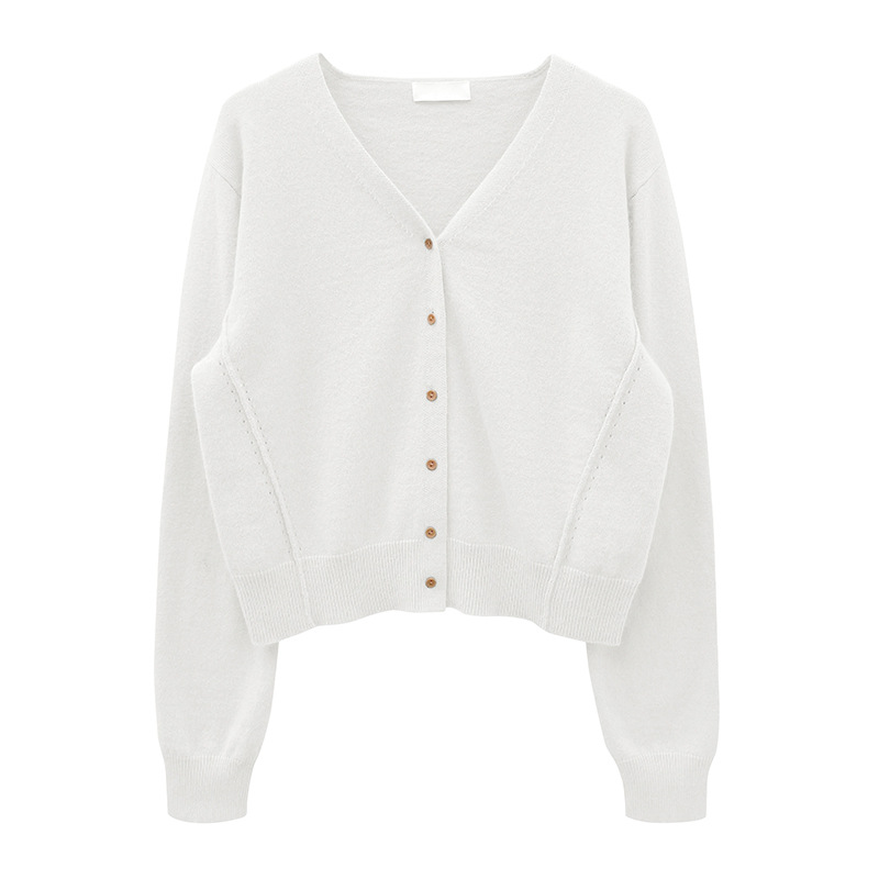 Title 6, Cardigan de malha casual feminino com decote em V