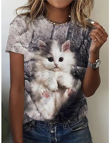 New Animal Print Loose Plus Size Women's Clothing Summer