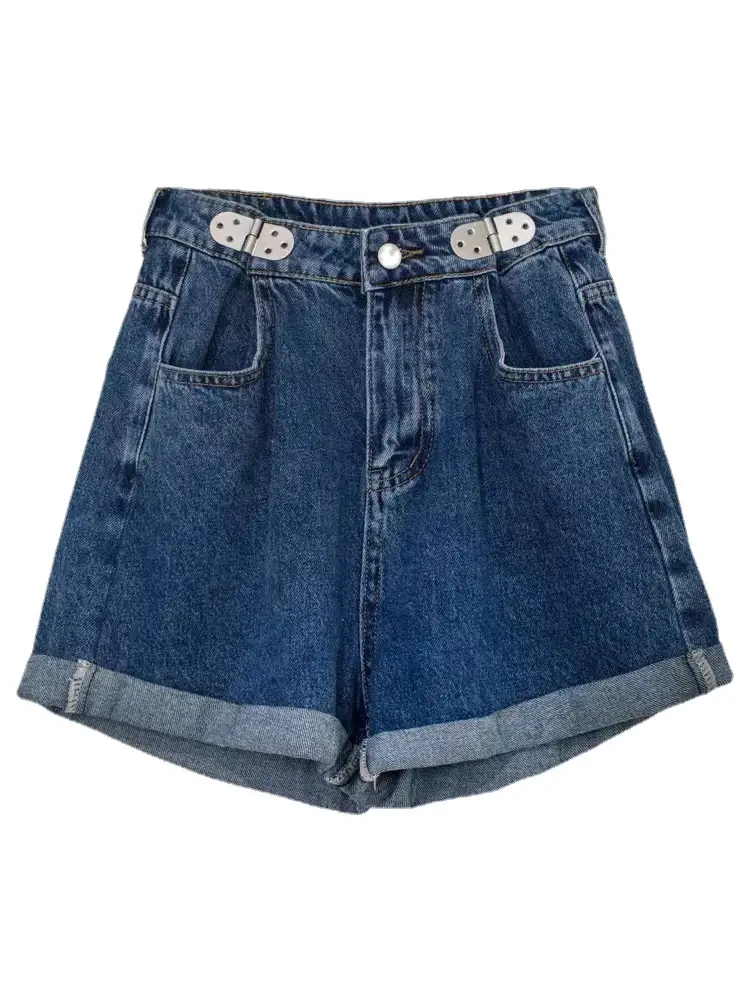 Women's Retro Loose And Thin Curly Denim Shorts