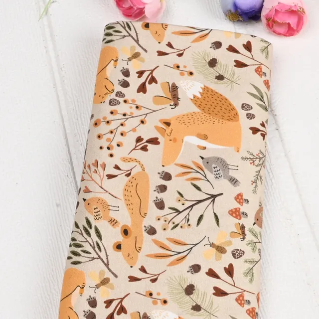 Muslin Bunny Squirrel Print Fabric Cotton Fabric G - Shop at LoveMi