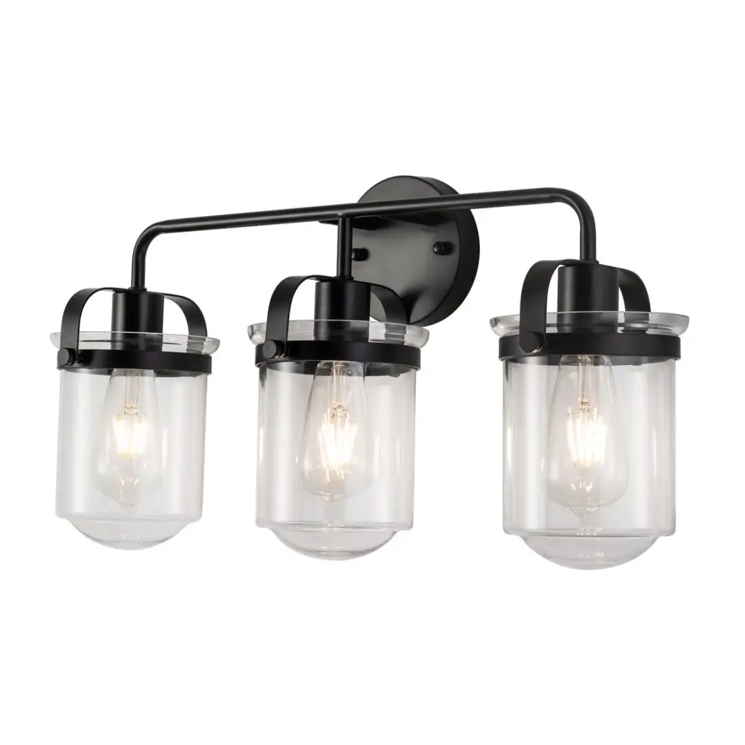 3-Light With Clear Glass Shade, Modern Sconce