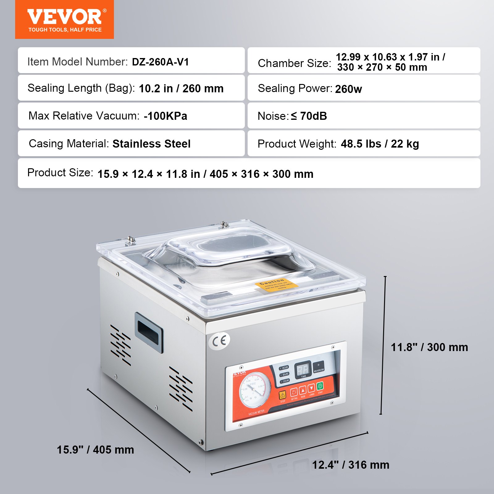VEVOR Chamber Vacuum Sealer, DZ-260A Excellent Sealing Effect With Automatic Control, 110V Kitchen… image 3