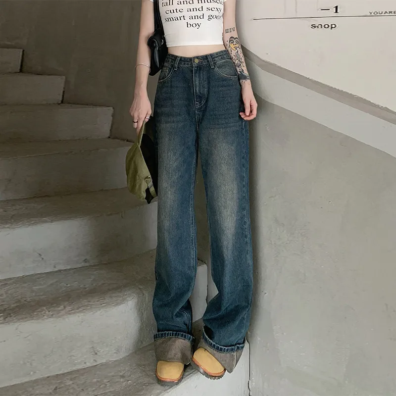 Women's Summer Loose Straight Flared Jeans - Blue