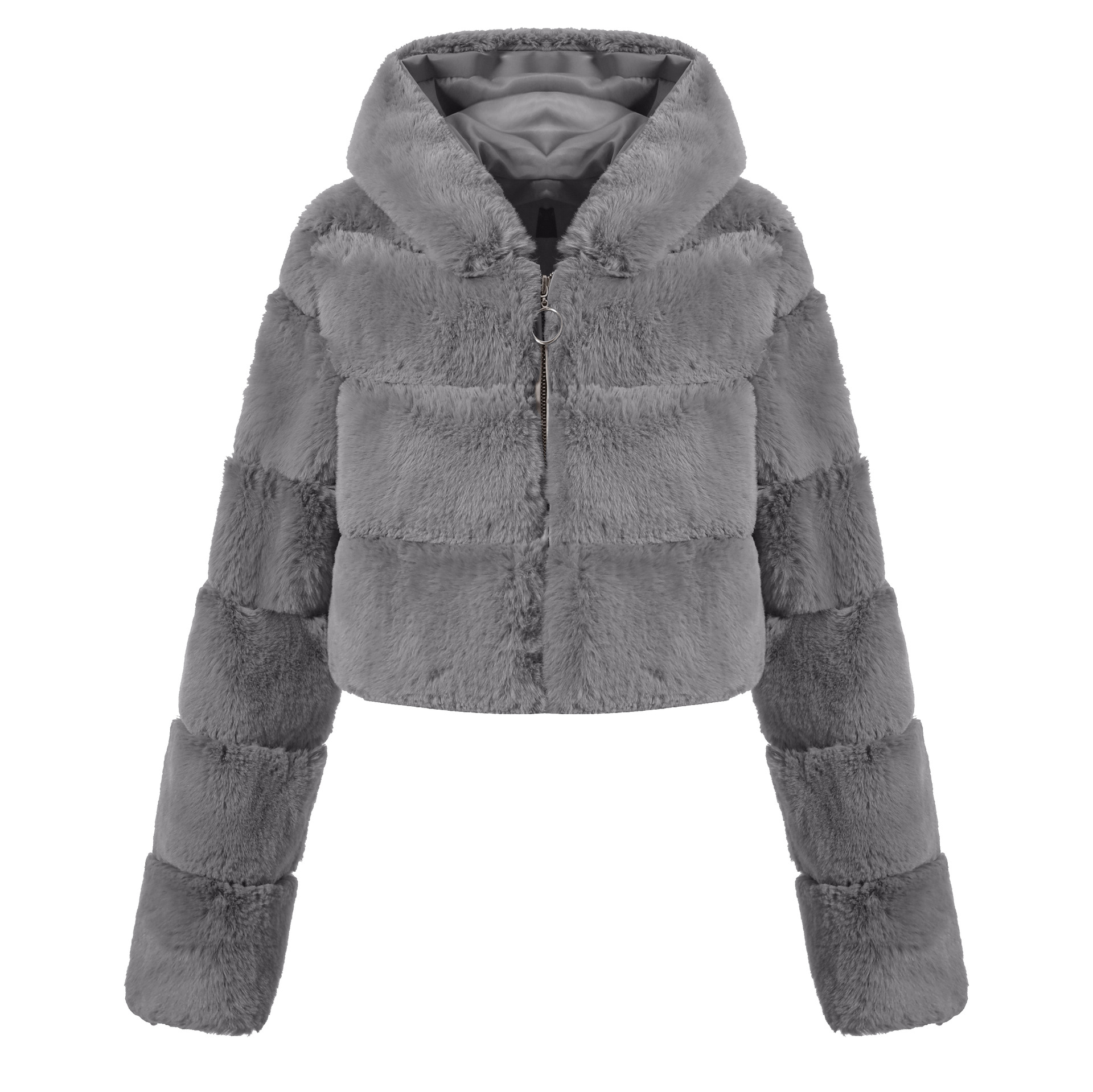Solid Color Faux Fur Coat Jacket Fashion Grey - Shop at LoveMi