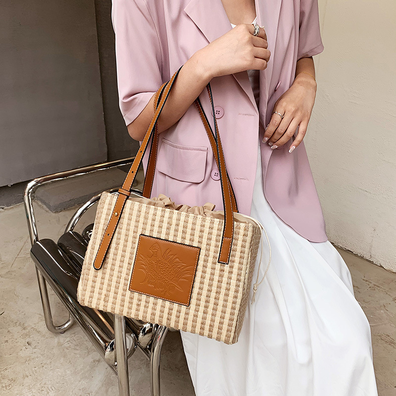Fake Stripe Tote Shoulder Bag