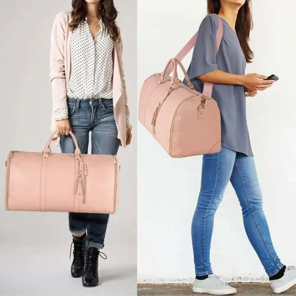 Foldable Women's Travel Convenient Carry-on Clothing Bag Large PU