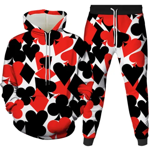 Two-piece Digital Printing Suit Hooded Sweater for Men