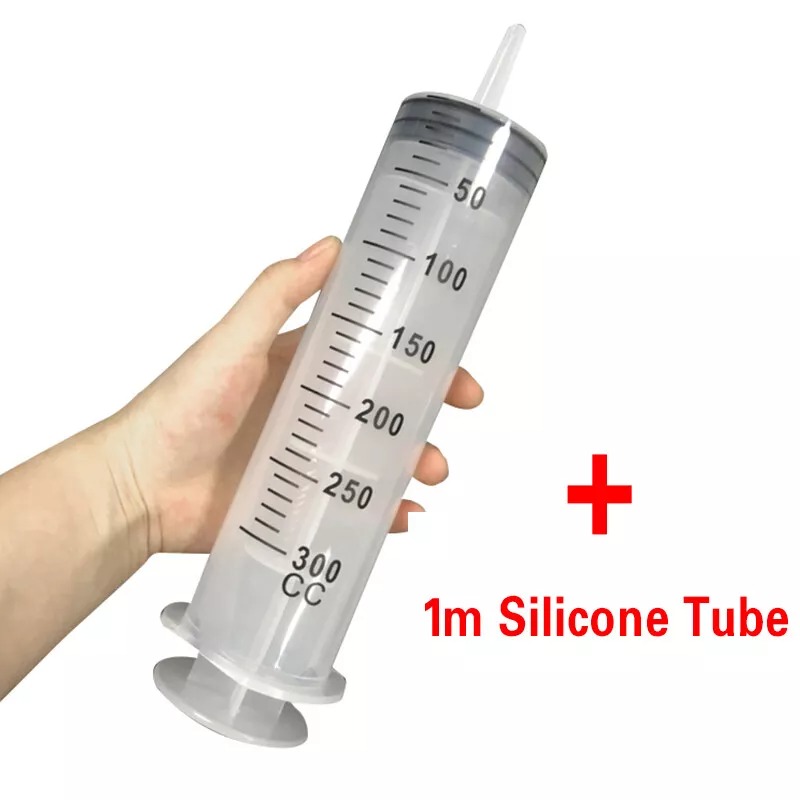 300ML Disposable Syringes Liquid Syringes Capacity Inlet Oil With Hose