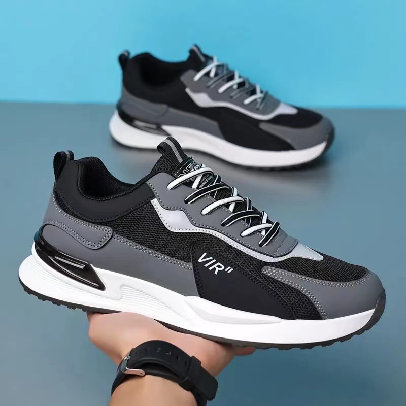 Men's Color Block Mesh Shoes Fashion Casual Lace-up Sneakers Outdoor Breathable Running Sports Shoes - Image 12