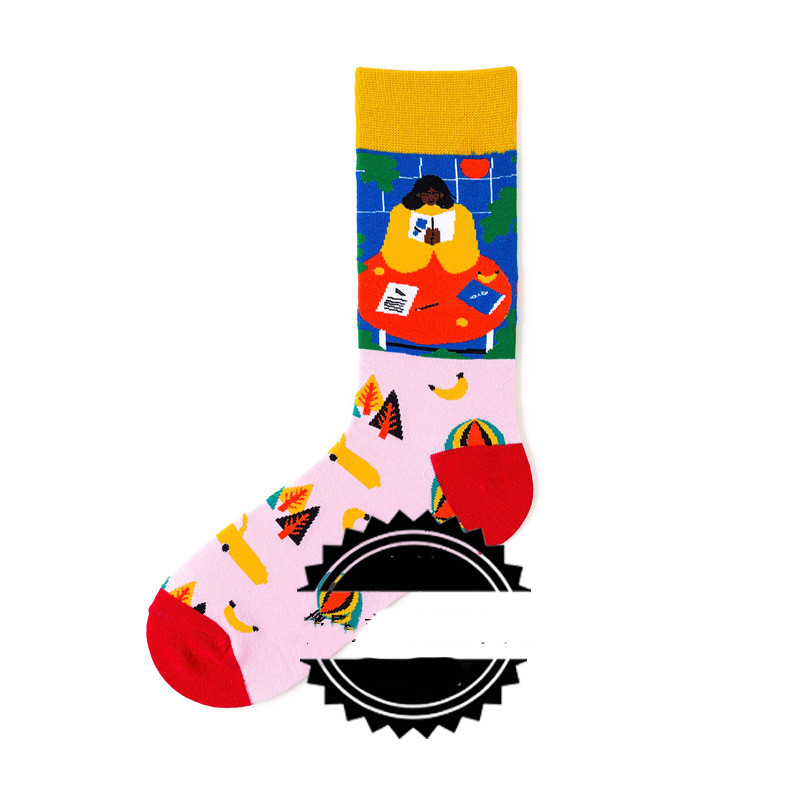 Couple Socks  Funny Creative Illustration Socks – Q, One size