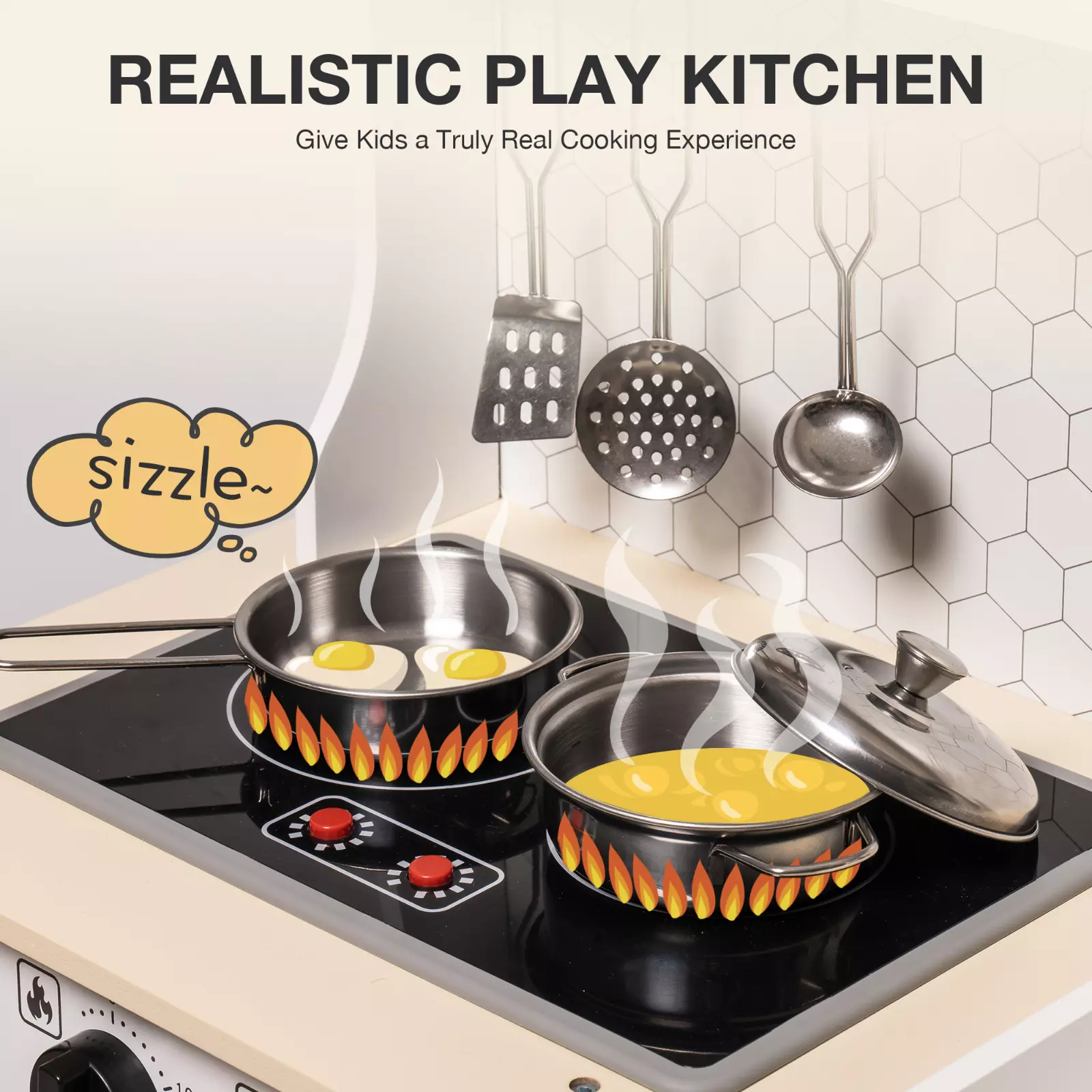 DIY Kitchen Cooking Toy Set Gray. Product Name: Children's Kitchen Chef Pretend Playset. Topic: Kids Construction Toys. Brand Name: ROBOTIME. Material: Wood. Size: 22.8 x 11.4 x 24.4 inches. Weight: 20.3 pounds.