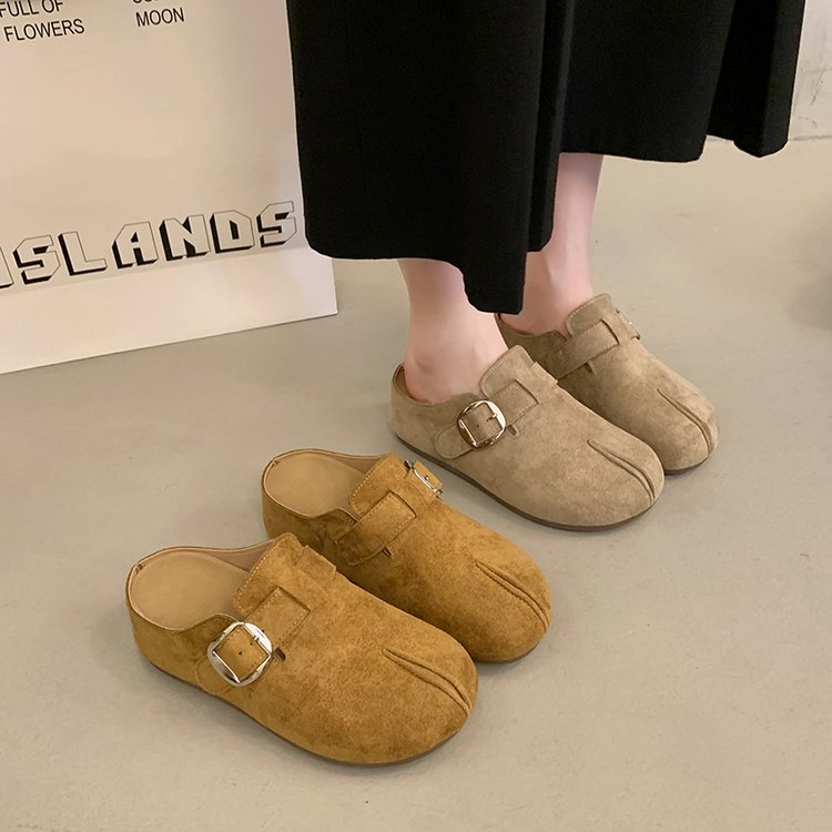 Retro Split Toe Boken Shoes For Women, Versatile Boken Slippers, Casual Toe Cover, Soft Sole Slippers For Women