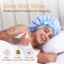 Silk Bonnet For Sleeping Women, Satin Hair Bonnet For Sleeping For Wavy Curly Natural Hair Women Men - Image 5