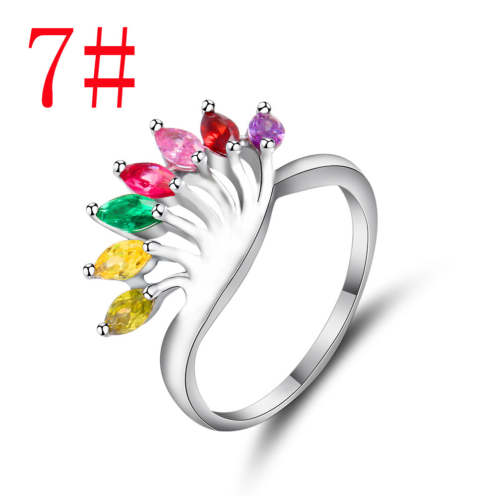 Copper Inlaid With Zirconium Creative Trend Peacock Zircon Ring