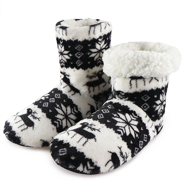 Winter Fur Slippers For Women Warm Shoes Slipper Christmas Black - Shop at LoveMi