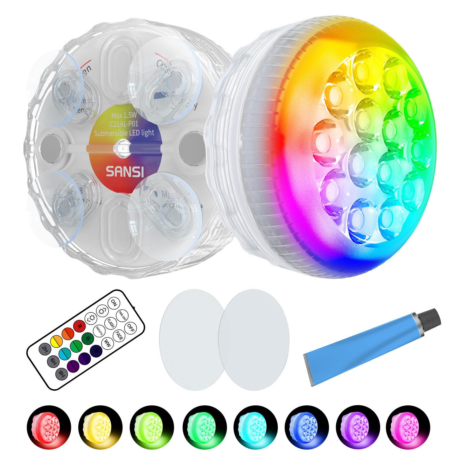 SANSI IP68 Waterproof RGB Pool Light, Summer Rechargeable 20Hrs Outdoor LED Lamp - Picture 9 of 10