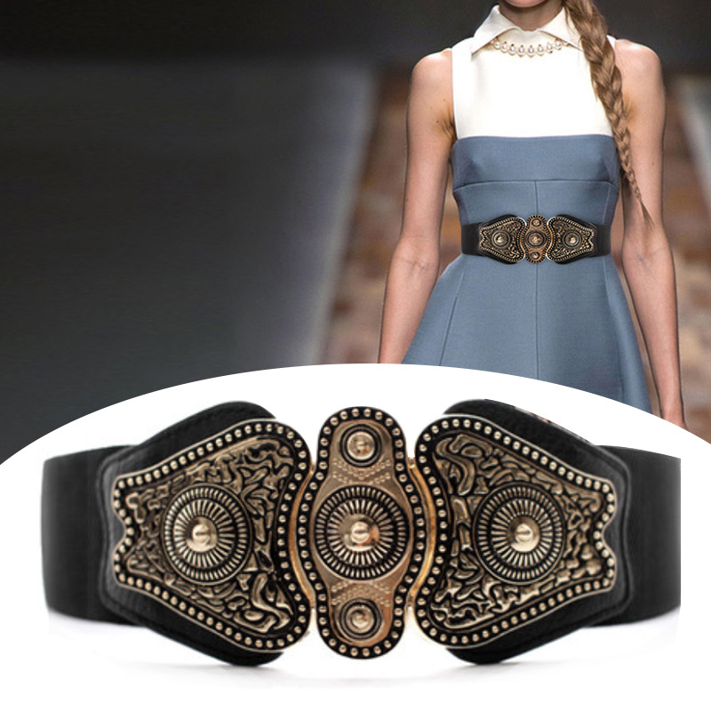 European And American Catwalk Dress Big Belt