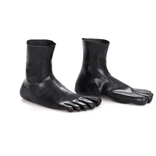 Natural Latex Foot Cover Black Short Tube Five Finger Socks - Black
