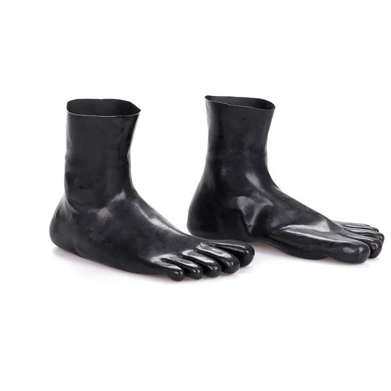 Natural Latex Foot Cover Black Short Tube Five Finger Socks - Black
