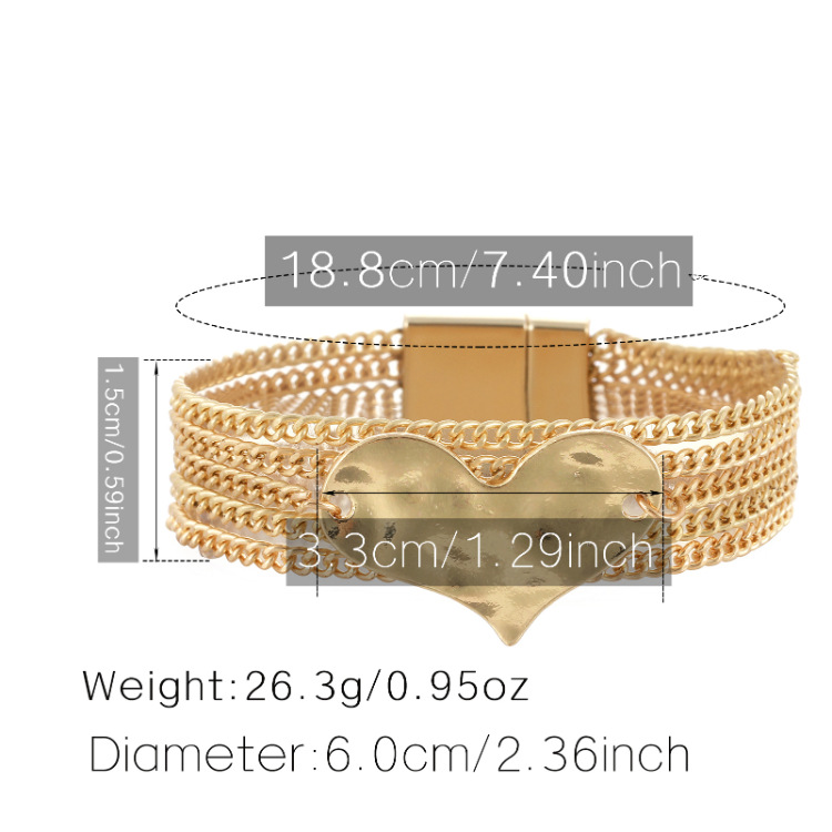 Multi-layer Thin Chain Of Geometric Love Heart Alloy Piece Bracelet