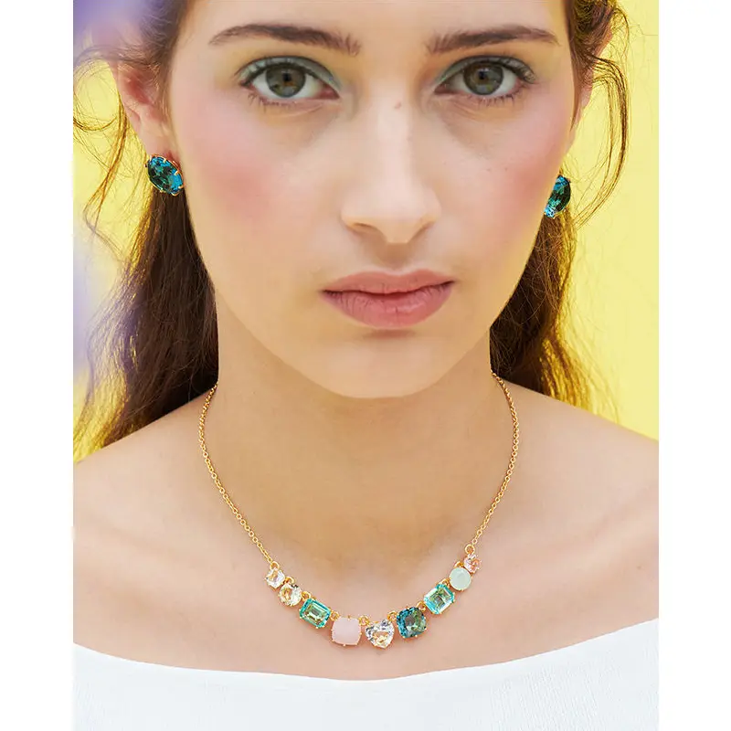 Sky Blue Gem Pendant Necklace