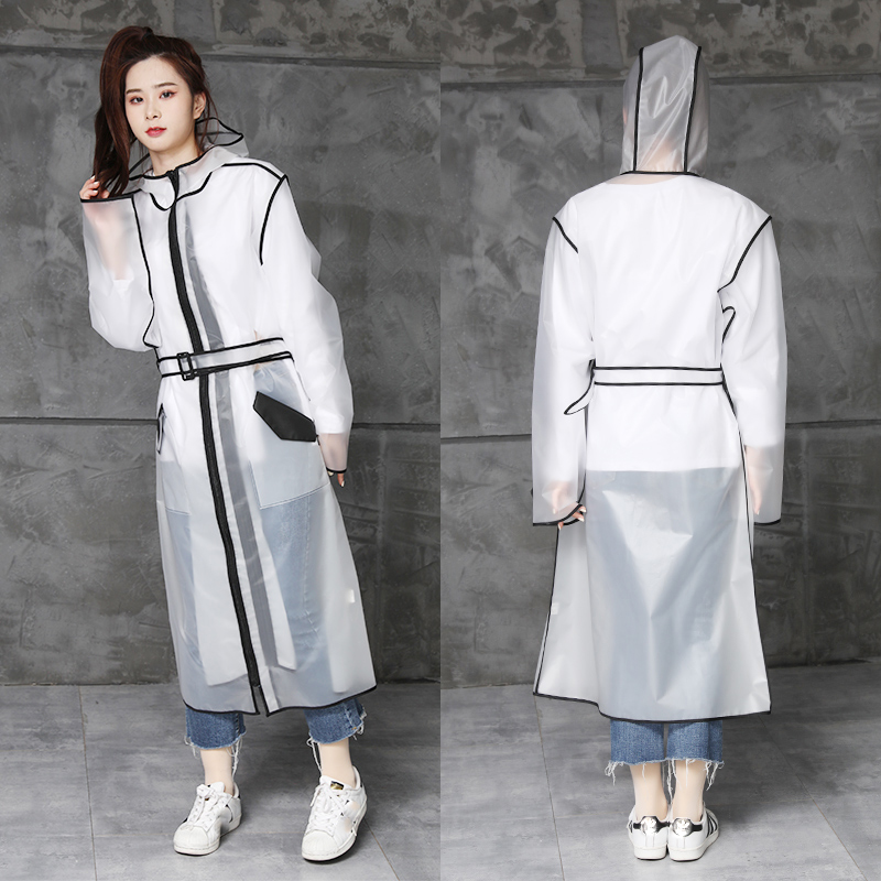 Belt Double Zip Raincoat Long Black - Shop at LoveMi