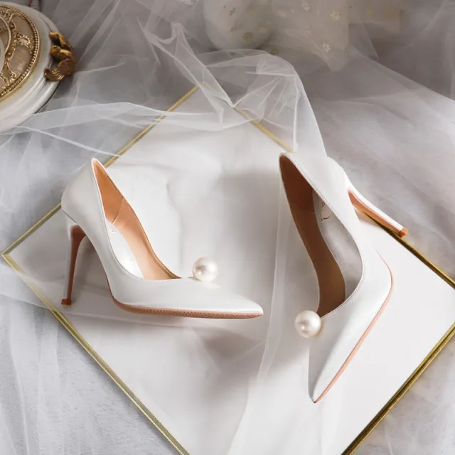 Fairy Style Wedding Dress Bridesmaid Stiletto Heels White - Shop at LoveMi