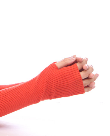 Women Autumn And Winter Long Thick Cashmere Arm Sleeves Coral - Shop at LoveMi