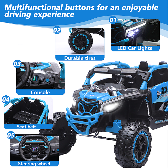 24V 400W Kids Ride On Car UTV W&Parents Remote Control,4-wheel Suspension, 3 Speed, Power Display,Bluetooth,MP3,Music,LED Light, Provide A Speed Of 4-8KM&H For Kids 13