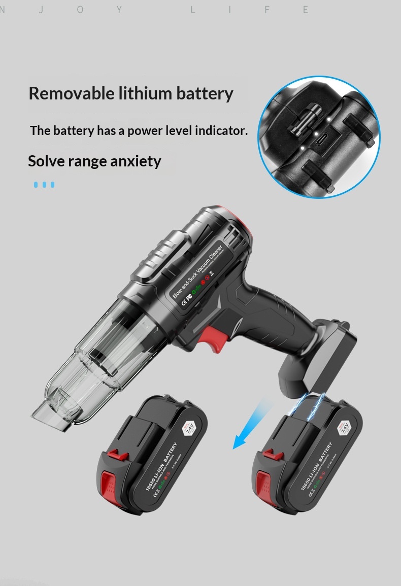 Cordless Lithium Handheld Car Vacuum Cleaner, Detachable Mini Powerful High Suction Vehicle Vacuum With Wireless Charging 2